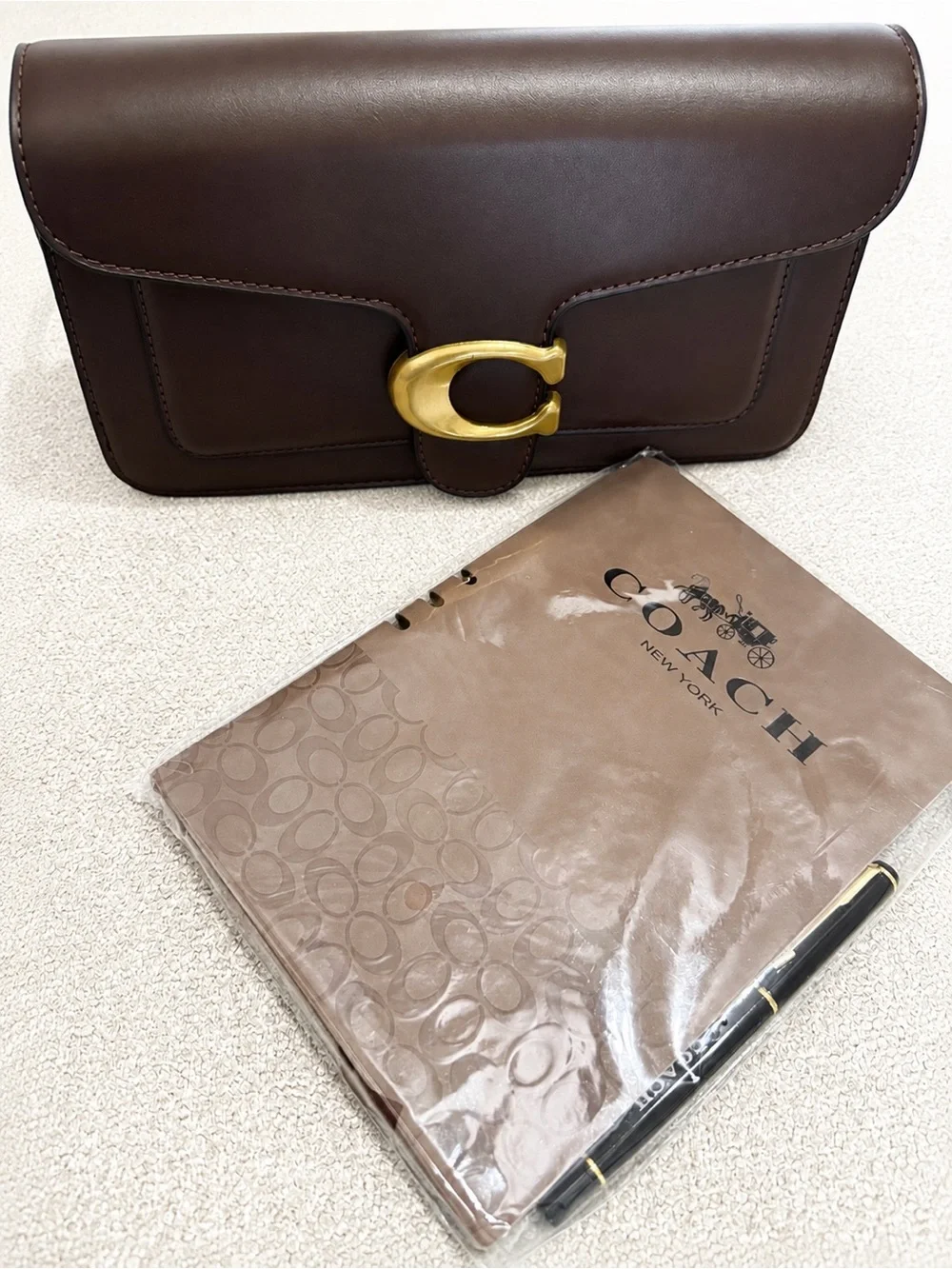 Coach Faux Suede Journal Notebook & Pen Set